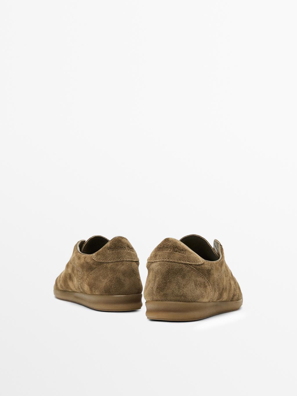Split suede trainers