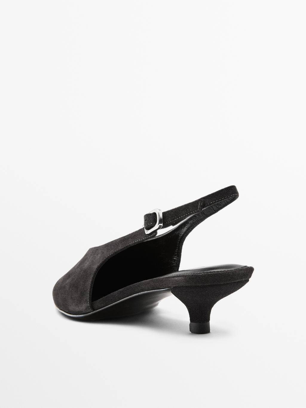 Split leather high-heel slingback shoes