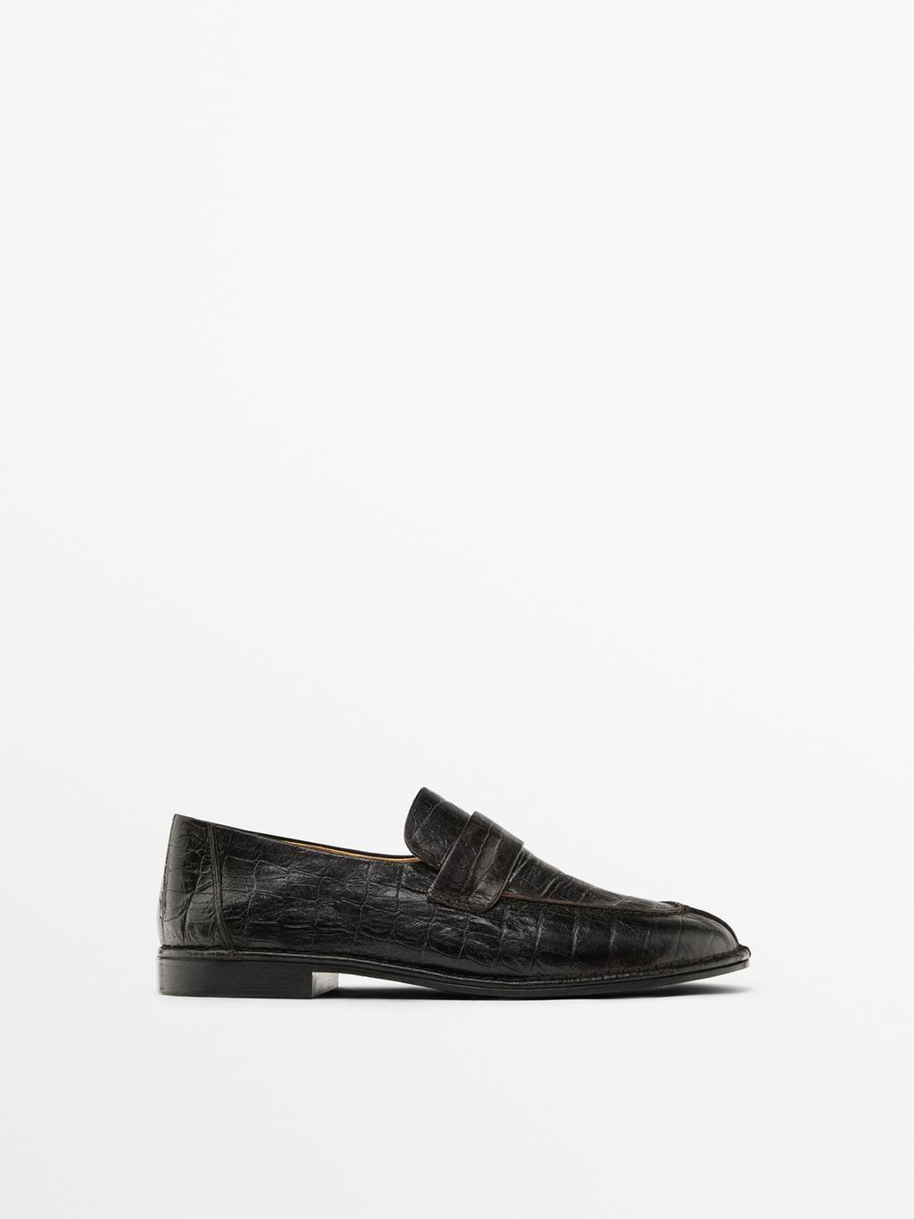 Mock croc embossed loafers