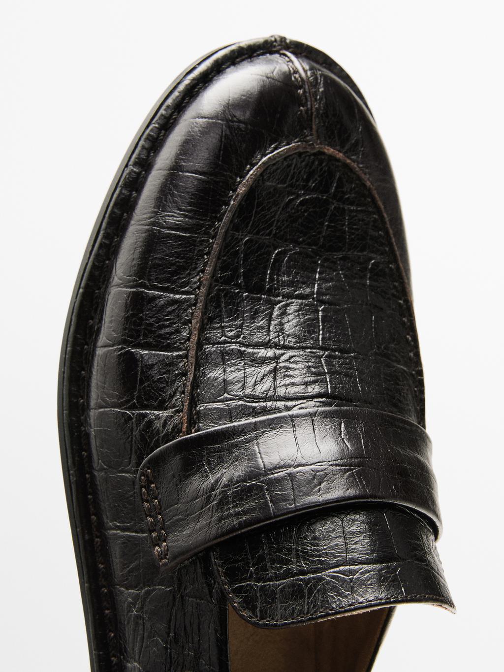Mock croc embossed loafers