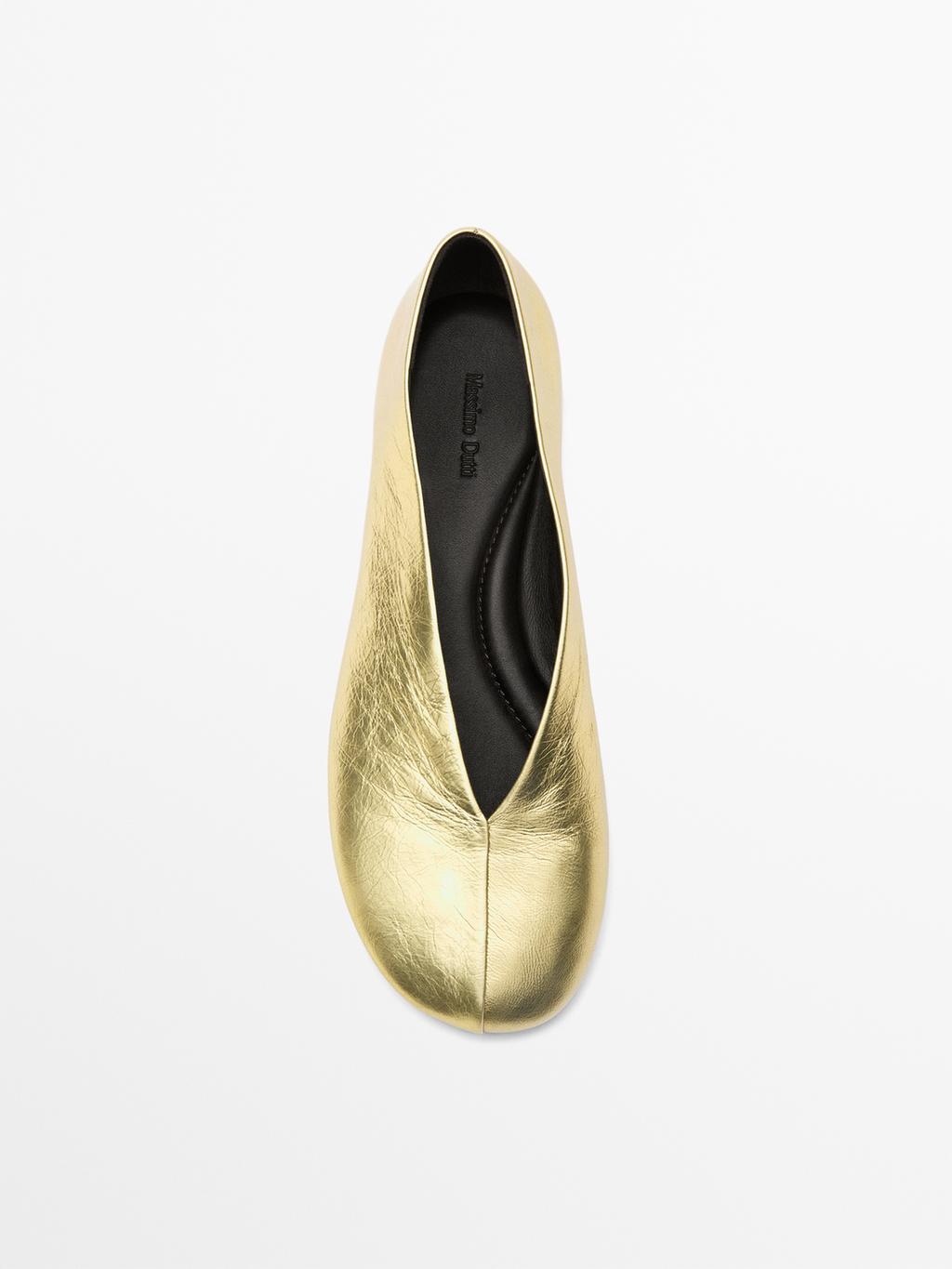 Metallic leather ballerinas