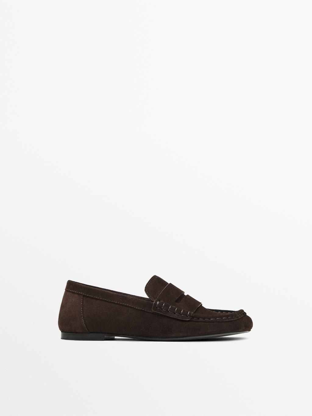 Split suede leather loafers