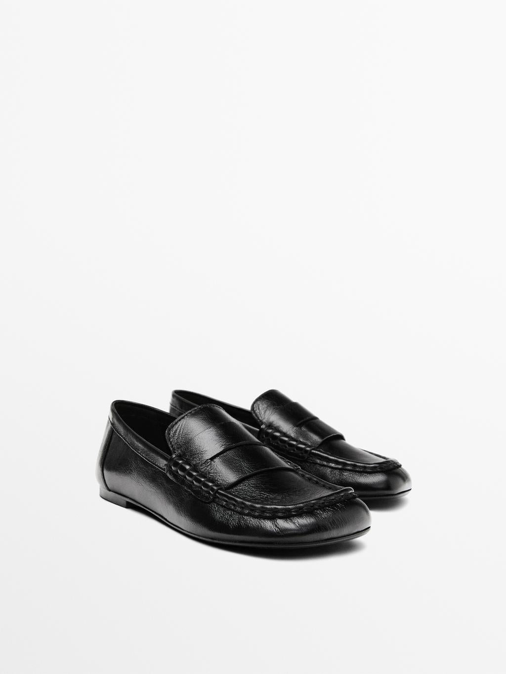 Leather loafers with penny strap