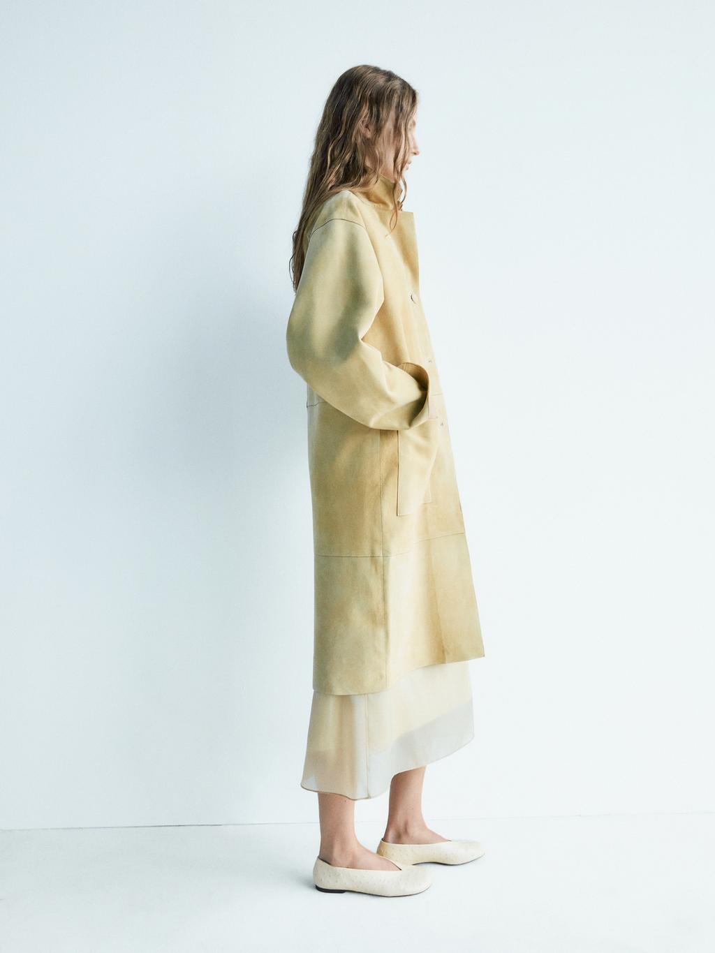 Ostrich print leather ballet flats