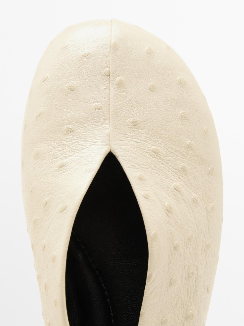 Ostrich print leather ballet flats