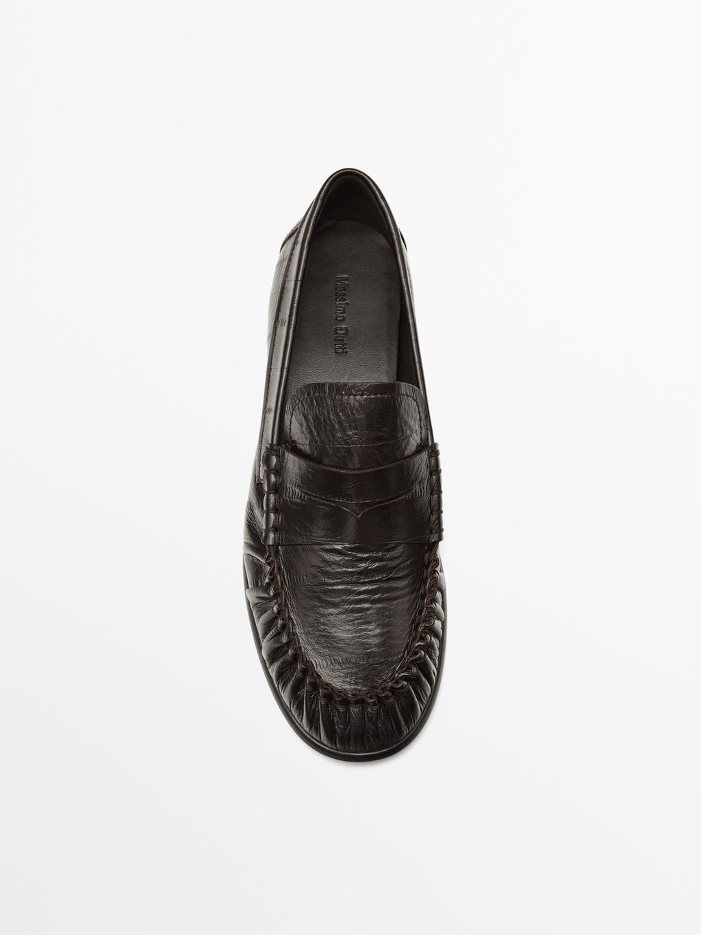 Embossed leather loafers