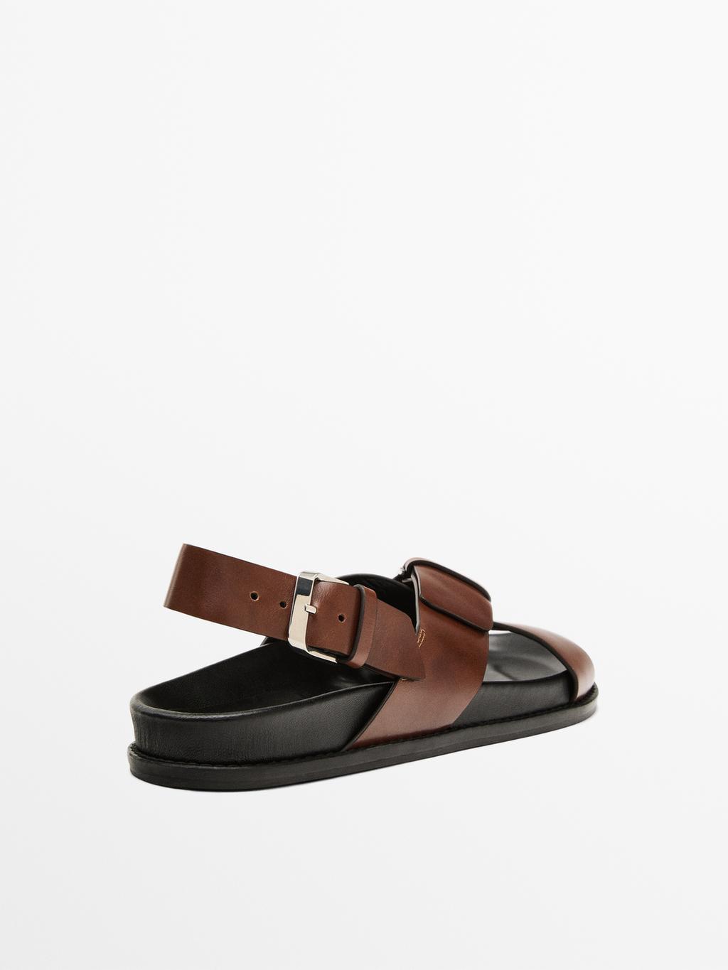 Leather crossover sandals