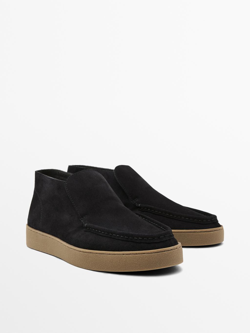 Split leather boot-style shoes