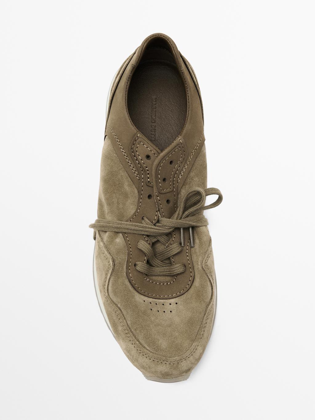 Split suede trainers