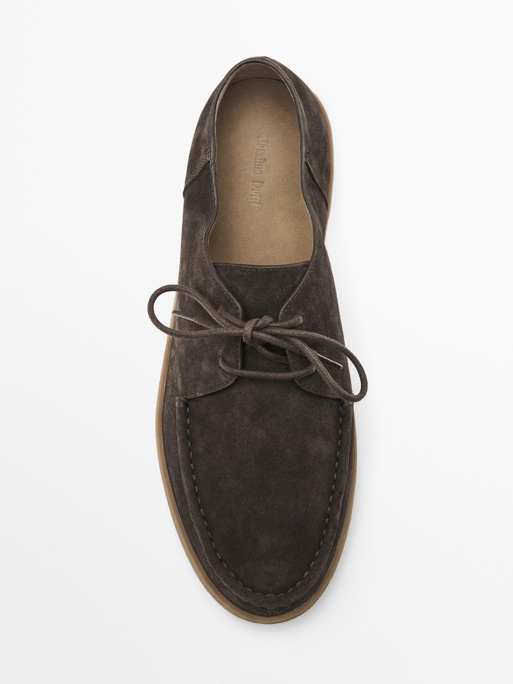 Moc toe split suede shoes