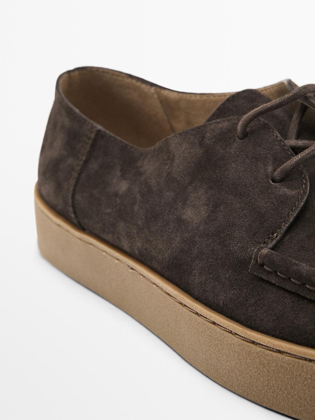 Moc toe split suede shoes