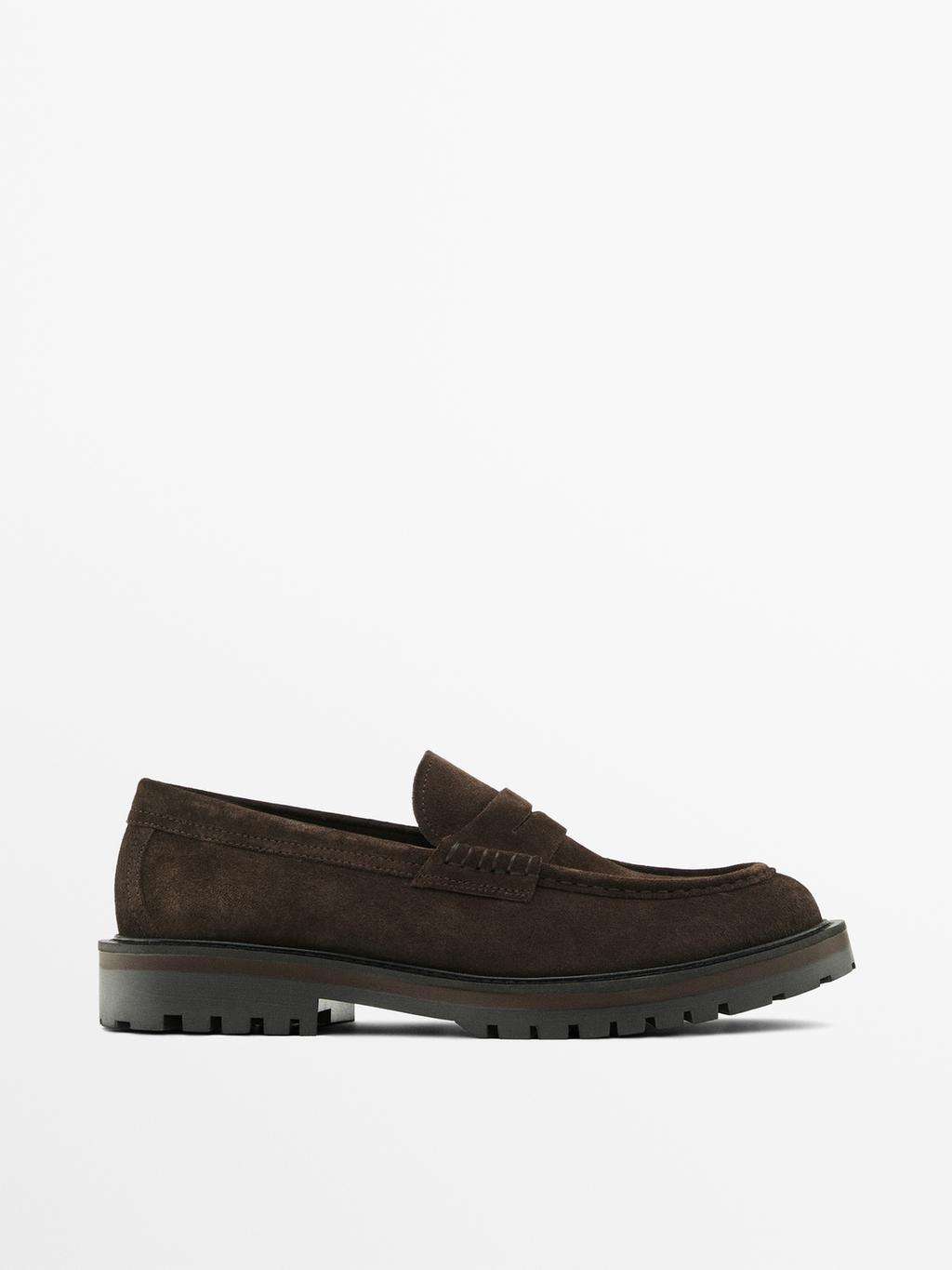 Track sole penny loafers