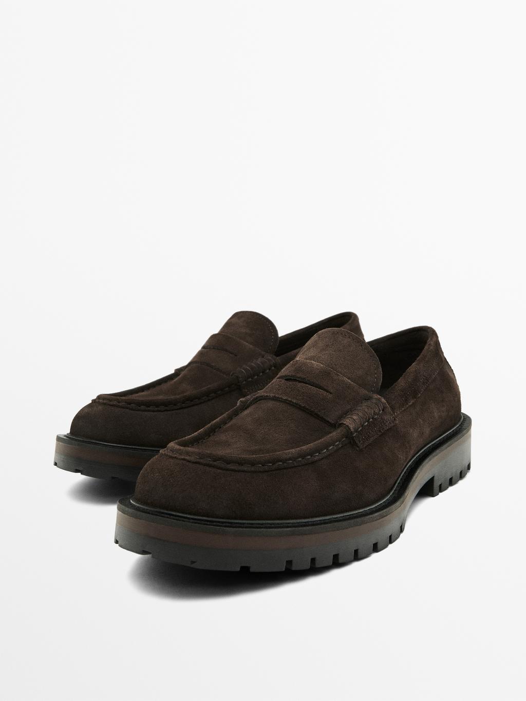 Track sole penny loafers