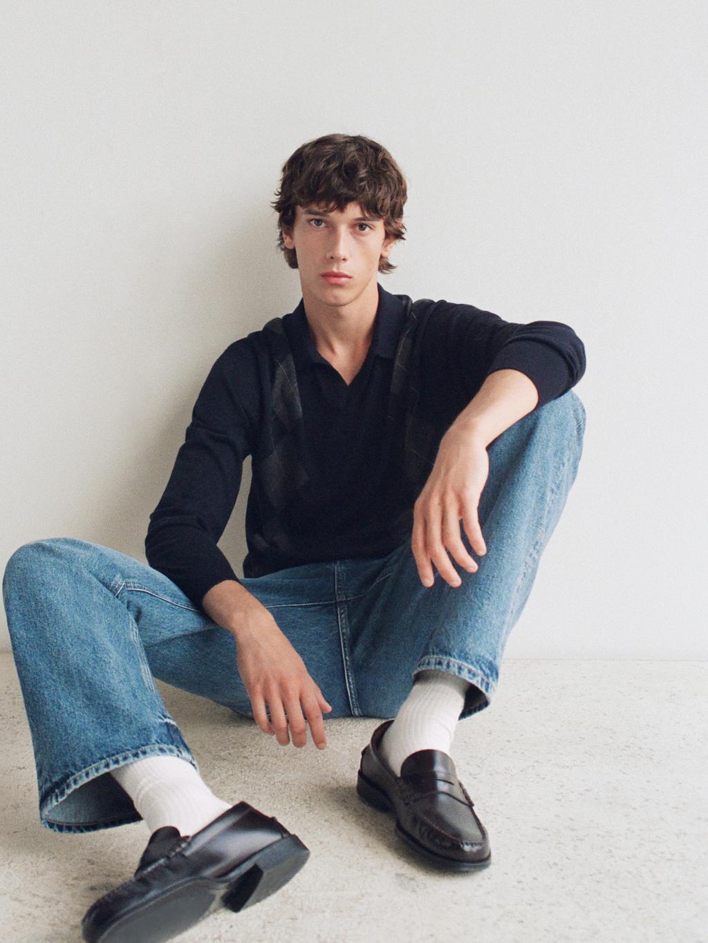 Leather loafers with penny strap