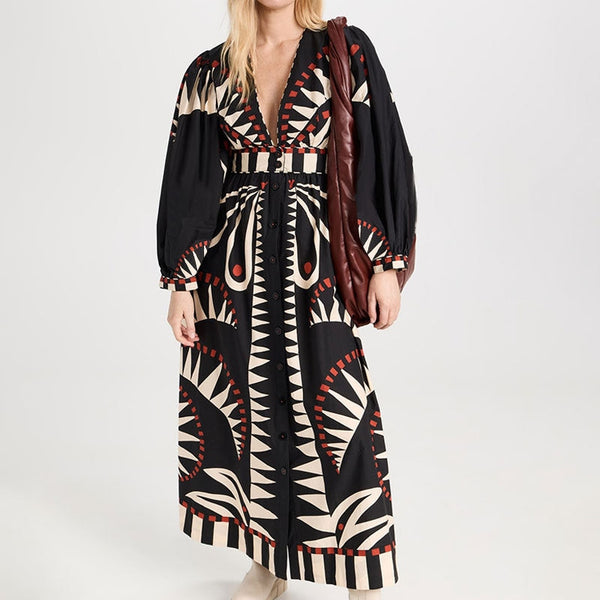 Black Coconut Grove Puff Sleeve Maxi Dress